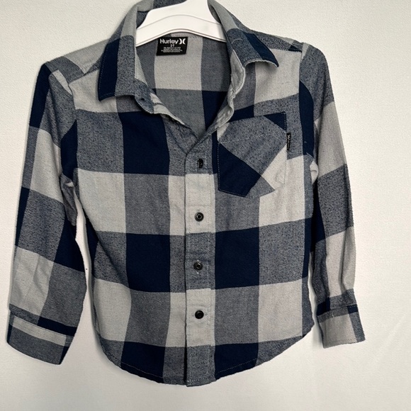 Hurley Other - 💜3/$15 Hurley Toddler Blue & Gray Button Up Plaid Shirt - Size 2T